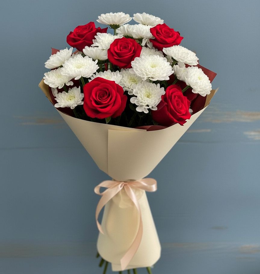 Букет цветов из: Розы и Хризантемы в Беломорске