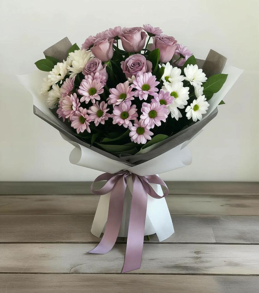 Букет цветов из: Хризантемы и Розы в Беломорске