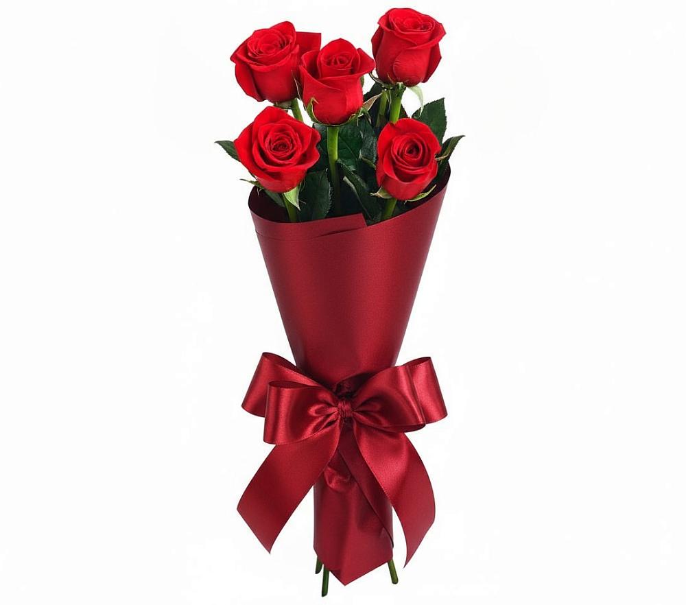 Букет 5 Красных роз Эдлесс Лав в Беломорске