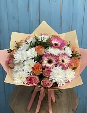 Букет цветов из:  Розы, Герберы и Хризантемы в Беломорске