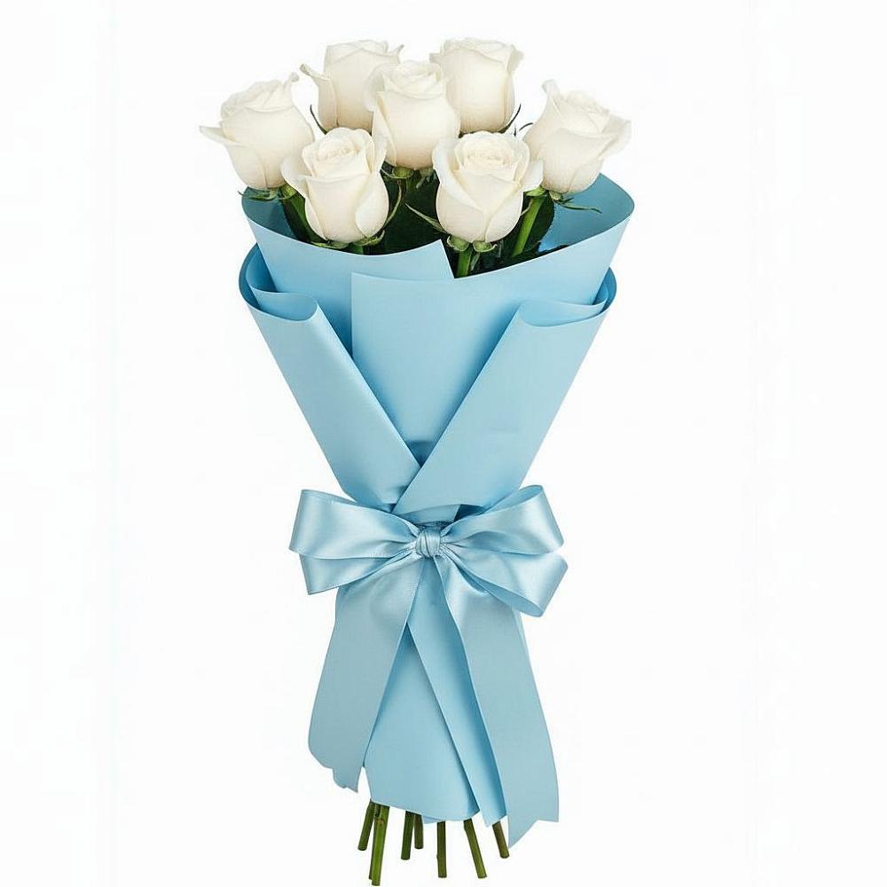 Букет 7 белых роз Проуд в Беломорске