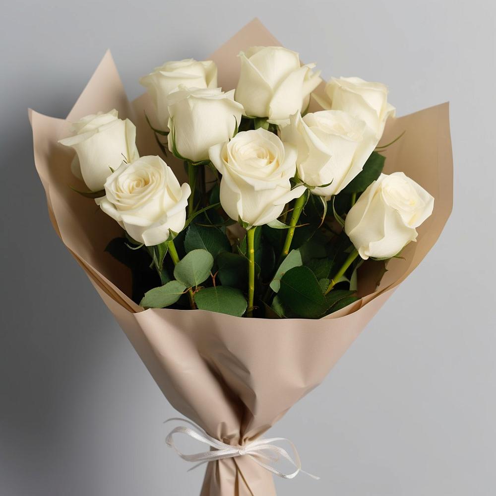 Букет 9 Белых роз Эдлесс Лав в Беломорске