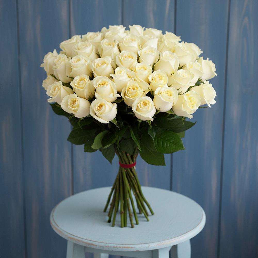 Букет 51 Белая роза Эдлесс Лав в Беломорске