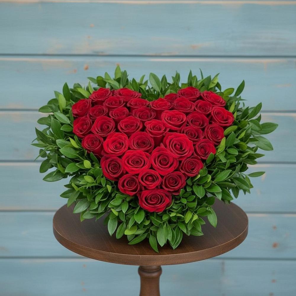 Цветочная композиция из Розы в виде сердца в Беломорске