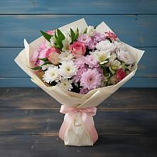 Букет цветов из:  Хризантемы, Альстромерии и Розы в Беломорске