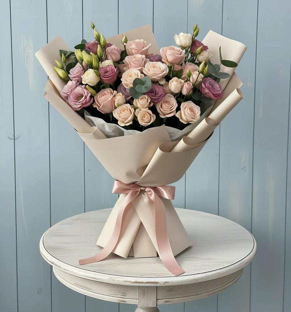 Букет цветов из: Розы и Лизиантусы в Беломорске