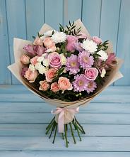 Букет цветов из:  Хризантемы, Розы и Альстромерии в Беломорске